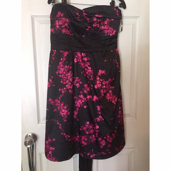 Strapless Floral Print Formal Dress