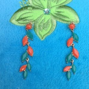 Anthropologie Jewelry - Orange Turquoise Fancy Falling Vine Leaf Earrings Anthropologie Jewelry - Orange Turquoise Fancy Falling Vine Leaf Earrings