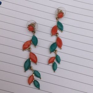 Anthropologie Jewelry - Orange Turquoise Fancy Falling Vine Leaf Earrings Anthropologie Jewelry - Orange Turquoise Fancy Falling Vine Leaf Earrings