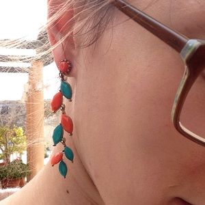 Anthropologie Jewelry - Orange Turquoise Fancy Falling Vine Leaf Earrings Anthropologie Jewelry - Orange Turquoise Fancy Falling Vine Leaf Earrings