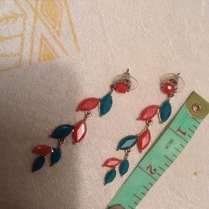 Anthropologie Jewelry - Orange Turquoise Fancy Falling Vine Leaf Earrings Anthropologie Jewelry - Orange Turquoise Fancy Falling Vine Leaf Earrings