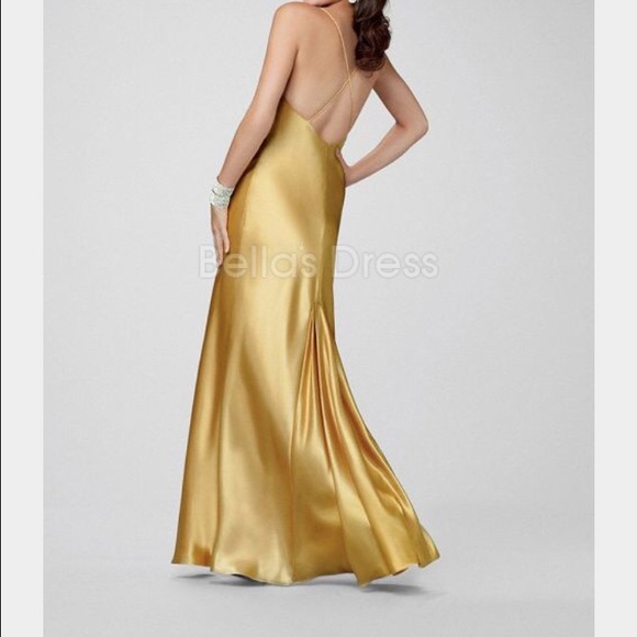 Elegant Gold Satin Dress