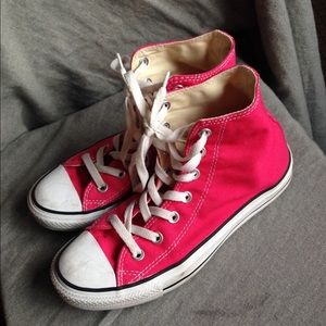 Hot pink high top Converse women's size 8