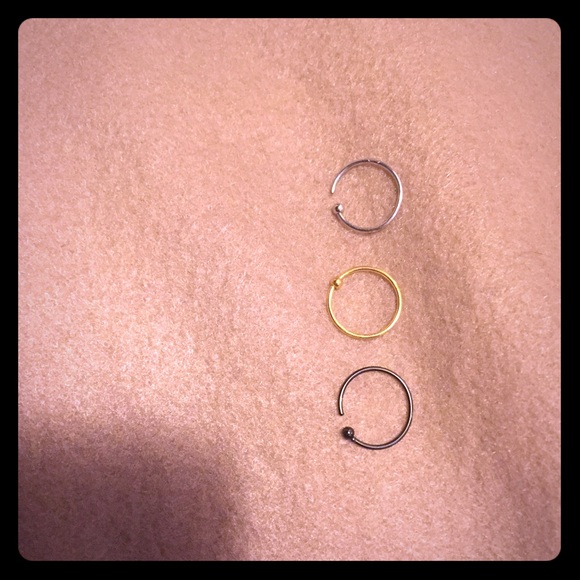 3 nose hoops
