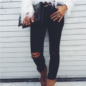 LF Carmar Black Jeans with Knee Rips