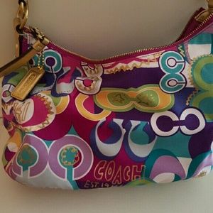 Fabulous gold and colorful coach tote