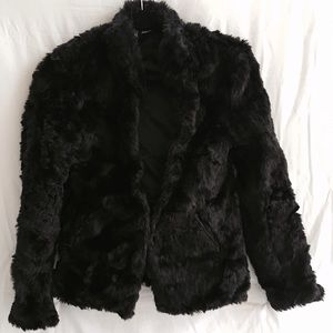 Faux black fur coat