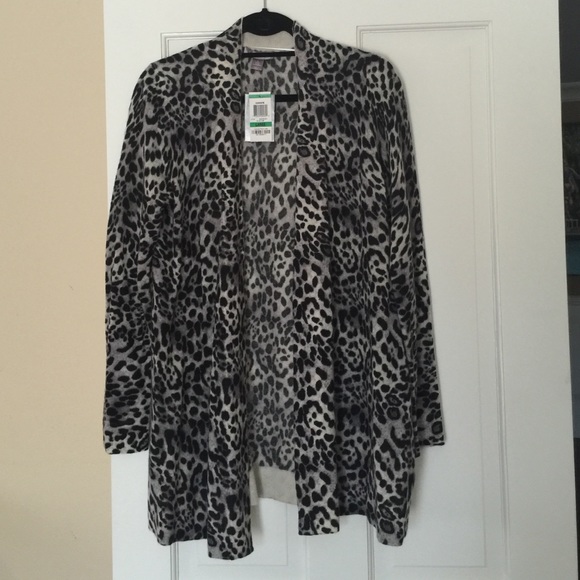 NWT leopard print cashmere cardigan