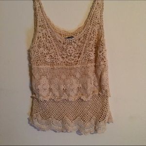 Cream Crochet Tank Top (American Eagle)