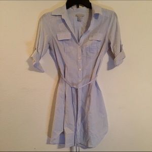 H&M Button Down Shirt Dress - Blue x White