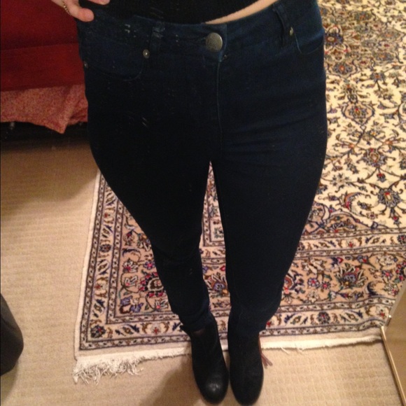 Navy blue high waisted jeans