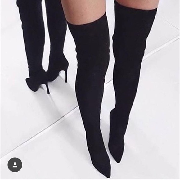 Black thigh high boots