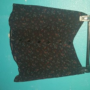 Dark Blue Floral Skirt