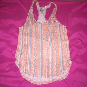 Orange and grey printed tank top