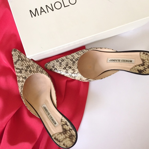 Manolo Blahnik snakeskin mules (size 37.5)