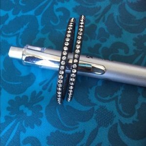 Black Hoop Earrings With Rhinestones