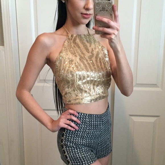 Cute Gold Sequin Crop