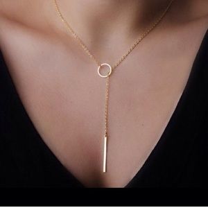 Gold Circle Bar Necklace