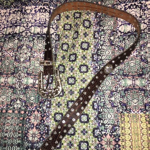 Brown leather western belt