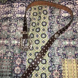Brown leather western belt
