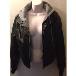 Hooded leather jacket