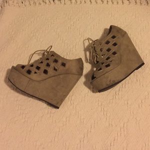 Cut out beige wedges