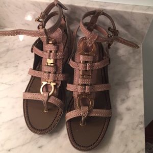 New Ferragamo gladiator sandals taupe 37.5