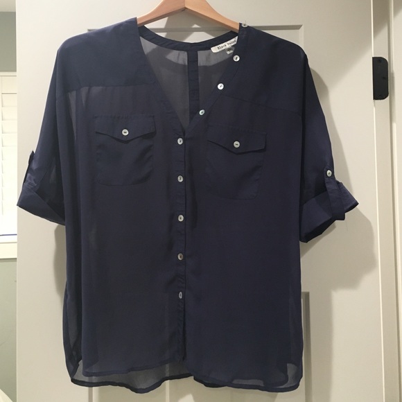 Navy top with button detail