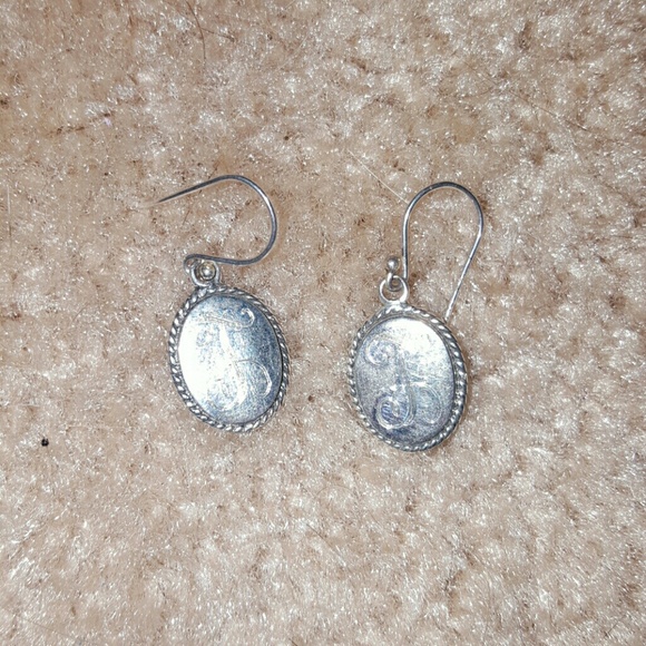Sterling silver F monogram earrings