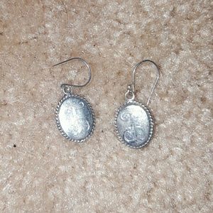 Sterling silver F monogram earrings