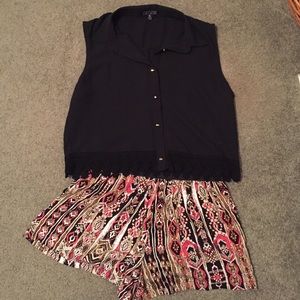 Tribal printed high waisted shorts