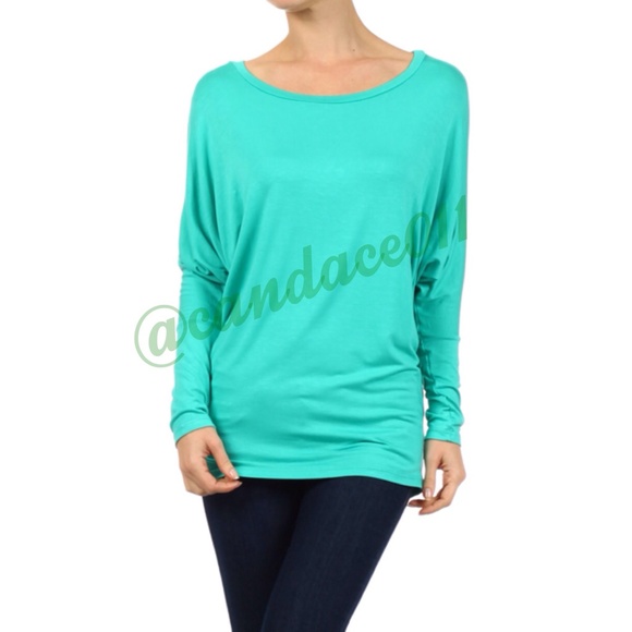 Long Sleeved Dolman Top (Mint) - Picture 2 of 4