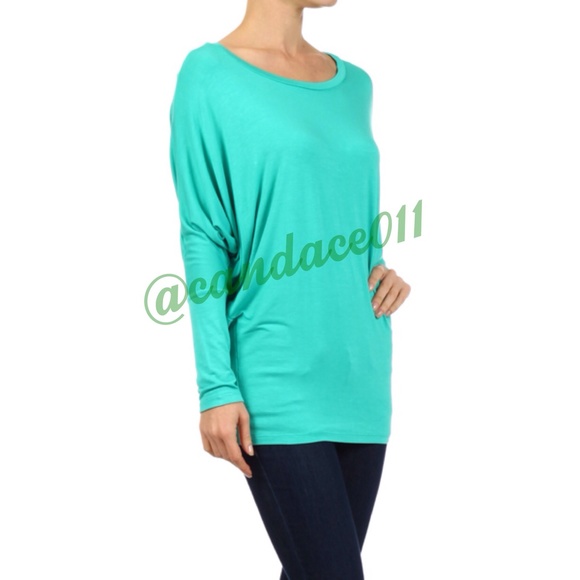Long Sleeved Dolman Top (Mint) - Picture 3 of 4