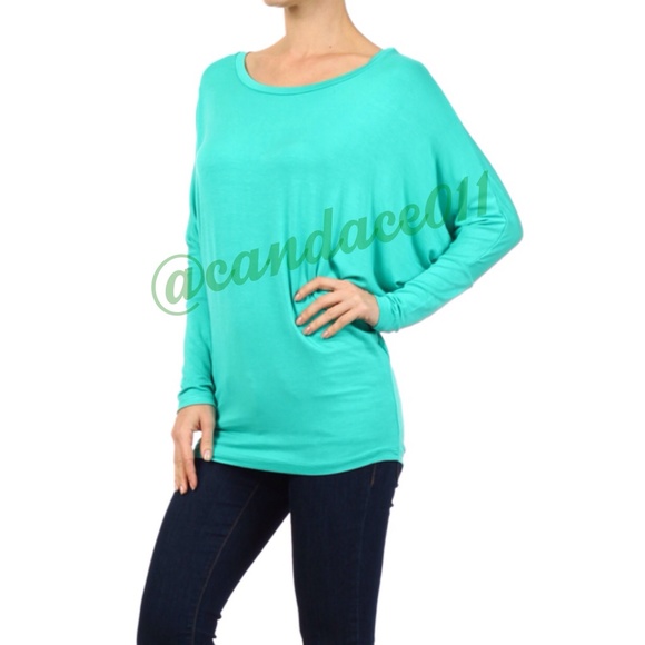 Long Sleeved Dolman Top (Mint) - Picture 4 of 4