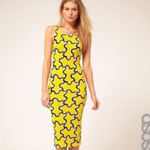 Asos yellow midi dress