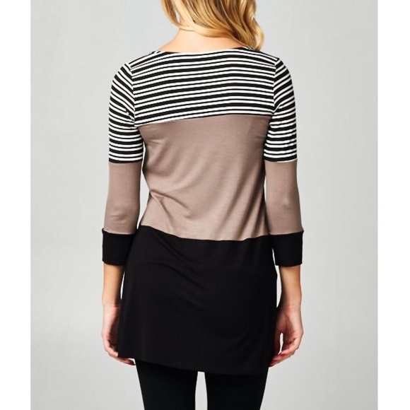 LOWEST "Charm" Colorblock Striped Tunic Top - Picture 3 of 3