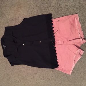 Pink refuge low rise jean shorts