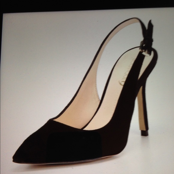 New Black Suede Slingback Heel