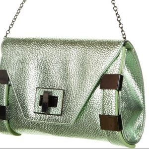 Green Metal Bar Insert Clutch Bag
