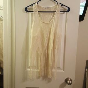 Gold Beige Fringe Tank