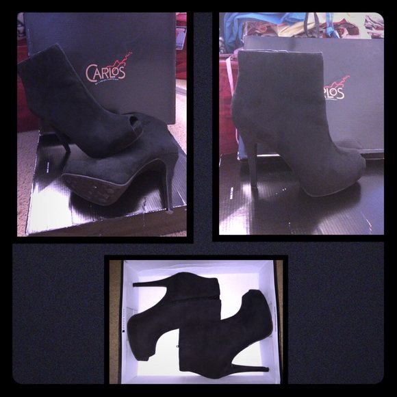 Black Peep-Toed Ankle Boot