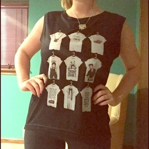 Black Graphic Muscle Tank Top