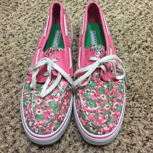 Pink and green sequin Sperry Topsiders