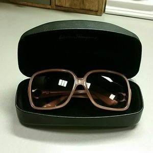 Ferragamo Rectangular Rhinestone Sunglasses