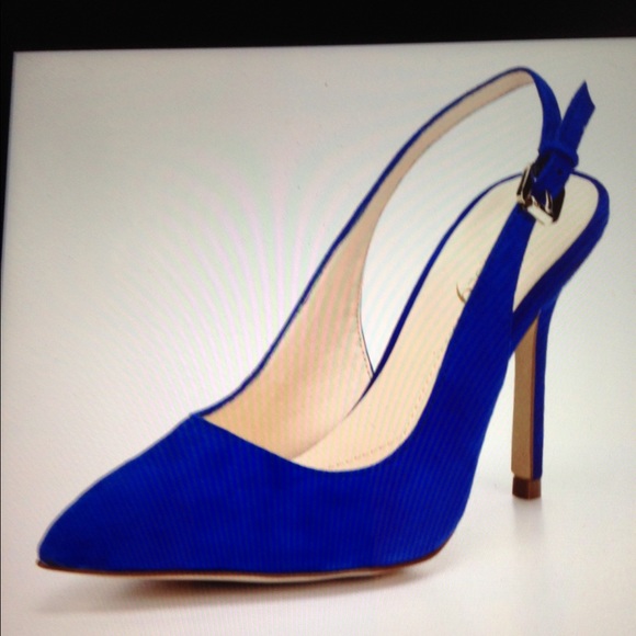New Blue suede high heel Slingback shoe