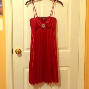 Red party dress.