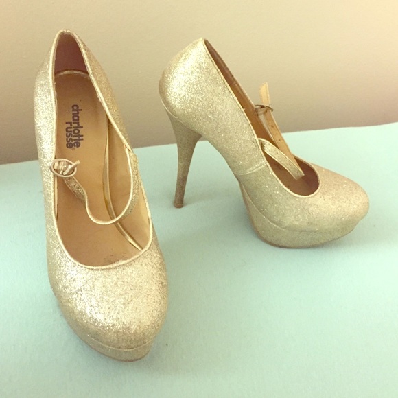 Gold sparkle heels size 7
