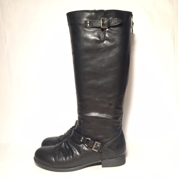 Brash Black Riding Moto Boots size 9, faux leather