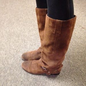 Brown leather riding boots
