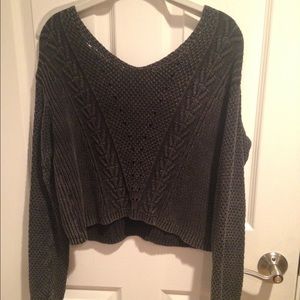 Washed out black cropped sweater